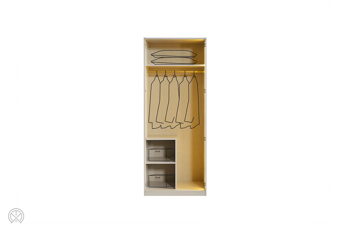 Gold-Black 2 Kapaklı Askılı Dolap