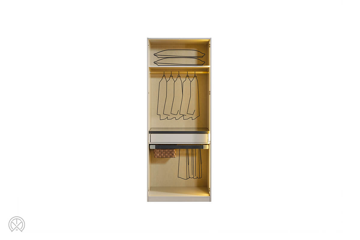 Gold-Black 2 Kapaklı Pantalonluklu Dolap