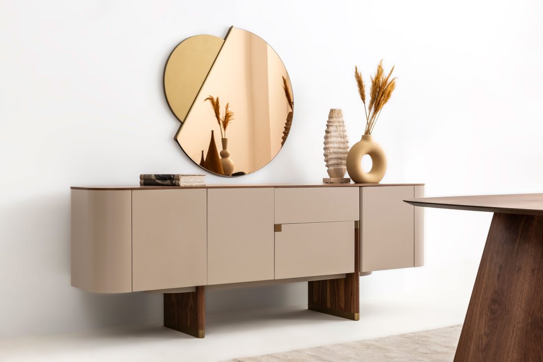 Beige - Walnut Konsole