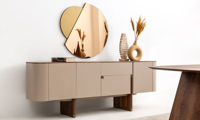 Beige - Walnut Konsole