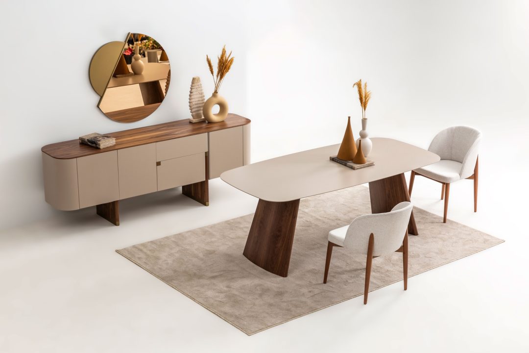 Beige - Walnut Esszimmer – Bild 3